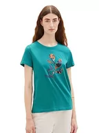 Koszulki i topy damskie - T-shirt damski TOM TAILOR z nadrukiem, 21178-wiecznie zielony, L - miniaturka - grafika 1