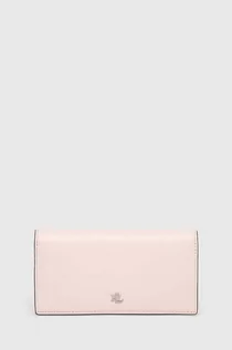 Portfele - Lauren Ralph Lauren portfel skórzany damski kolor różowy 432935939 - grafika 1