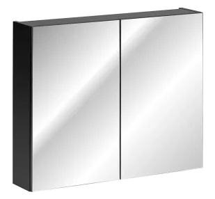 Czarna szafka z lustrem do łazienki 80 cm S6-D90 - Szafki łazienkowe Czarna szafka z lustrem do łazienki 80 cm S6-D90 - Szafki łazienkowe - miniaturka - grafika 1