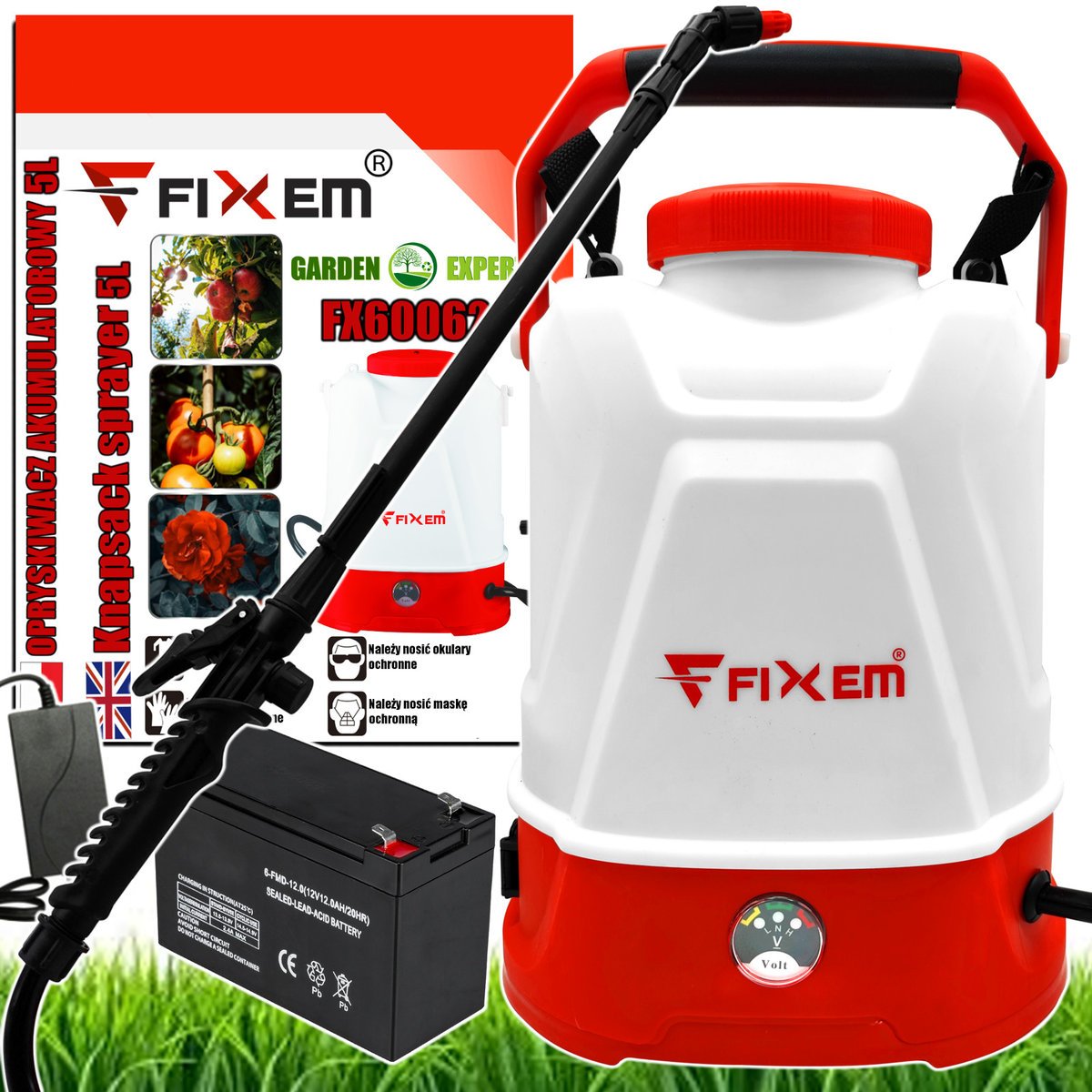 AKUMULATOROWY OPRYSKIWACZ ELEKTRYCZNY ROZPYLACZ CIŚNIENIOWY 5L LANCA