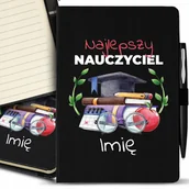 Notesy i bloczki - Notes A5 Czarny + Długopis DLA NAUCZYCIELA IMIĘ Wz - miniaturka - grafika 1