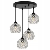 Lampy sufitowe - Lampa Wisząca Żyrandol Glamour Czarny Chrom Kryształki Do Salonu Jadalni - miniaturka - grafika 1