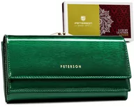 Portfele - Duży elegancki portfel damski na karty ochrona RFID Peterson, ciemnozielony - miniaturka - grafika 1