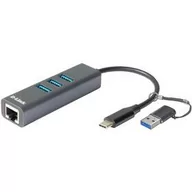 Karty sieciowe - Karta sieciowa D-Link USB-C/USB 3.0  na Gigabit ethernet a 3x USB 3.0 (DUB-2332) - miniaturka - grafika 1