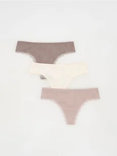 Reserved - Majtki typu stringi z koronką 3 pack - brudny róż - Majtki damskie - miniaturka - grafika 1