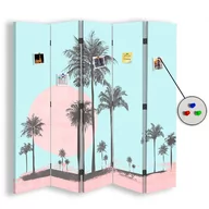 Parawany - Parawan pokojowy FEEBY, Abstrakcyjne palmy 5, Dwustronny PIN 180x170cm 5-częściowy - miniaturka - grafika 1