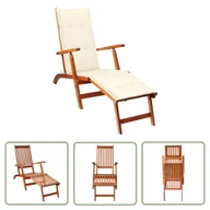 Leżaki ogrodowe - The Living Store Leżak tarasowy z podnóżkiem i poduszką - lite drewno akacjowe - Leżak - miniaturka - grafika 1