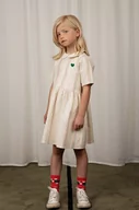 Sukienki i spódniczki dla dziewczynek - Mini Rodini sukienka z domieszką lnu dziecięca kolor biały mini rozkloszowana - miniaturka - grafika 1