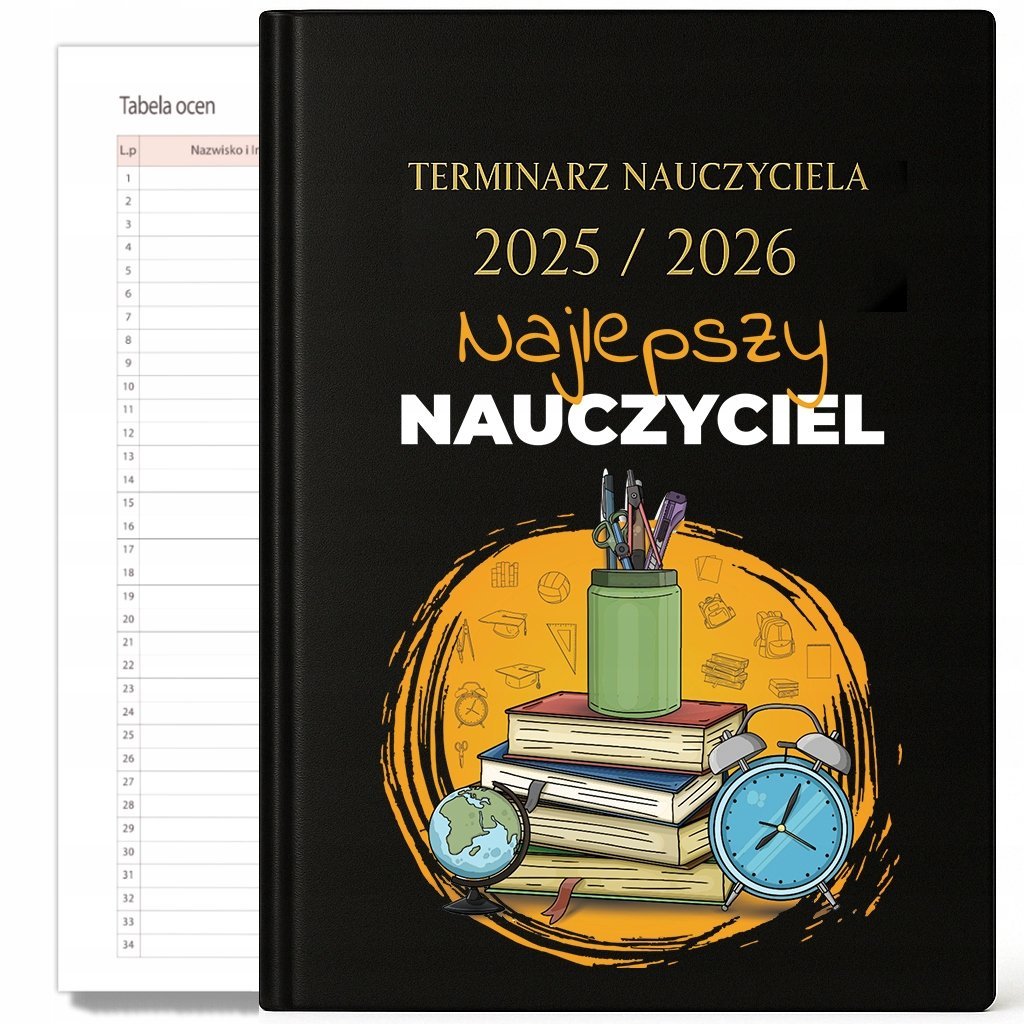 KALENDARZ NAUCZYCIELSKI 2025-2026 CZARNY Najlepszy NAUCZYCIEL Prezent HIT