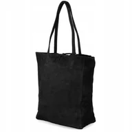 Torebki damskie - Torebka skórzana włoska damska worek troczki zamsz skóra klasyczna shopper - miniaturka - grafika 1