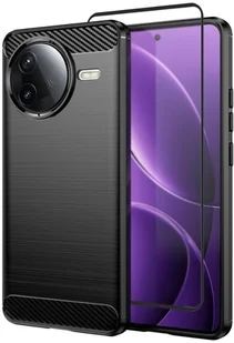 Etui pancerne Supero do Poco F7 Pro, czarne + szkło hartowane - Etui i futerały do telefonów - miniaturka - grafika 1