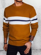 Swetry męskie - Sweter męski kamelowy Dstreet WX2177 - miniaturka - grafika 1