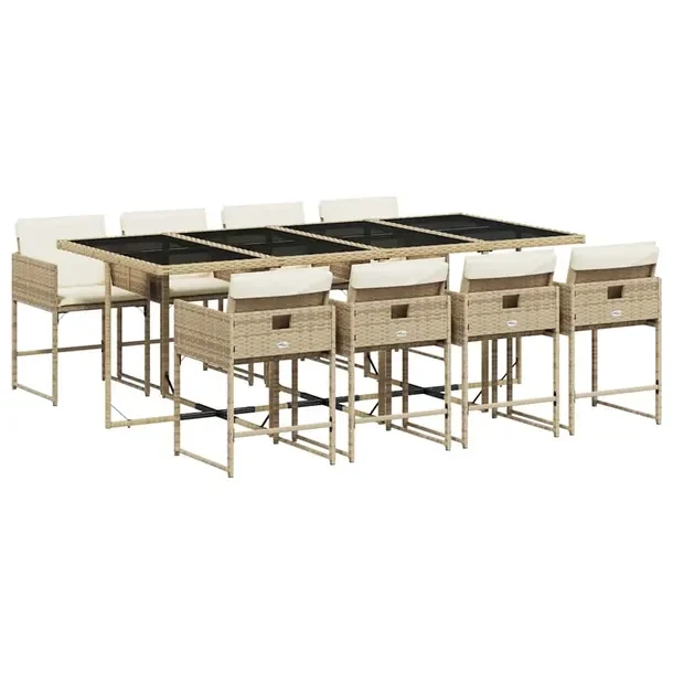 Zestaw Mebli Ogrodowych Rattan PE Beżowy 220x106x73cm i Krzesła 50,5x50x7