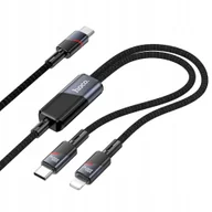 Kable USB - HOCO kabel 2w1 Typ C do Typ C + Lightning 5A 100W U139 1,2 m czarny - miniaturka - grafika 1