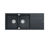 Zlewozmywaki - Quadron HQE11650U8_BS_P2O Evan 121 black diamond - czarny metalik/stalowy - granitowy - wpuszczany w blat - ociekacz - miniaturka - grafika 1
