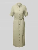 Sukienki - Sukienka koszulowa taliowana z mieszanki wiskozy i lnu model ‘CARO’ - miniaturka - grafika 1