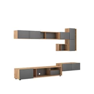 Inne meble do salonu - Zestaw Mebli do Salonu Grafit Barcelona Vivaldi Meble Grafit, Dąb Craft Złoty - miniaturka - grafika 1