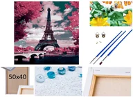 Malowanie po numerach - Malowanie po numerach Obraz Rama Płótno ZESTAW 5w1 miasto PARYŻ WIEŻA EIFFLA Francja - miniaturka - grafika 1