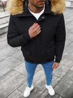 Kurtki męskie - KURTKA ZIMOWA MĘSKA Z FUTERKIEM CZARNA OZONEE JS/M2019/392 - Ozonee - miniaturka - grafika 1