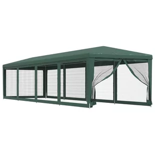 Namiot imprezowy z 10 ścianami z siatki, zielony, 3x12 m, HDPE - Pawilony ogrodowe - miniaturka - grafika 3