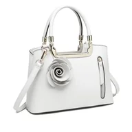 Torebki damskie - Miss Lulu Torebka damska z kwiatami, torba na ramię, elegancka sztuczna skóra, retro, cross, damska, 1-1 biały - miniaturka - grafika 1