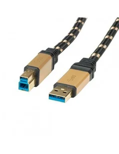 ROLINE Kabel USB 3.0 Gold A-B M-M 0.8m - Kable USB - miniaturka - grafika 1