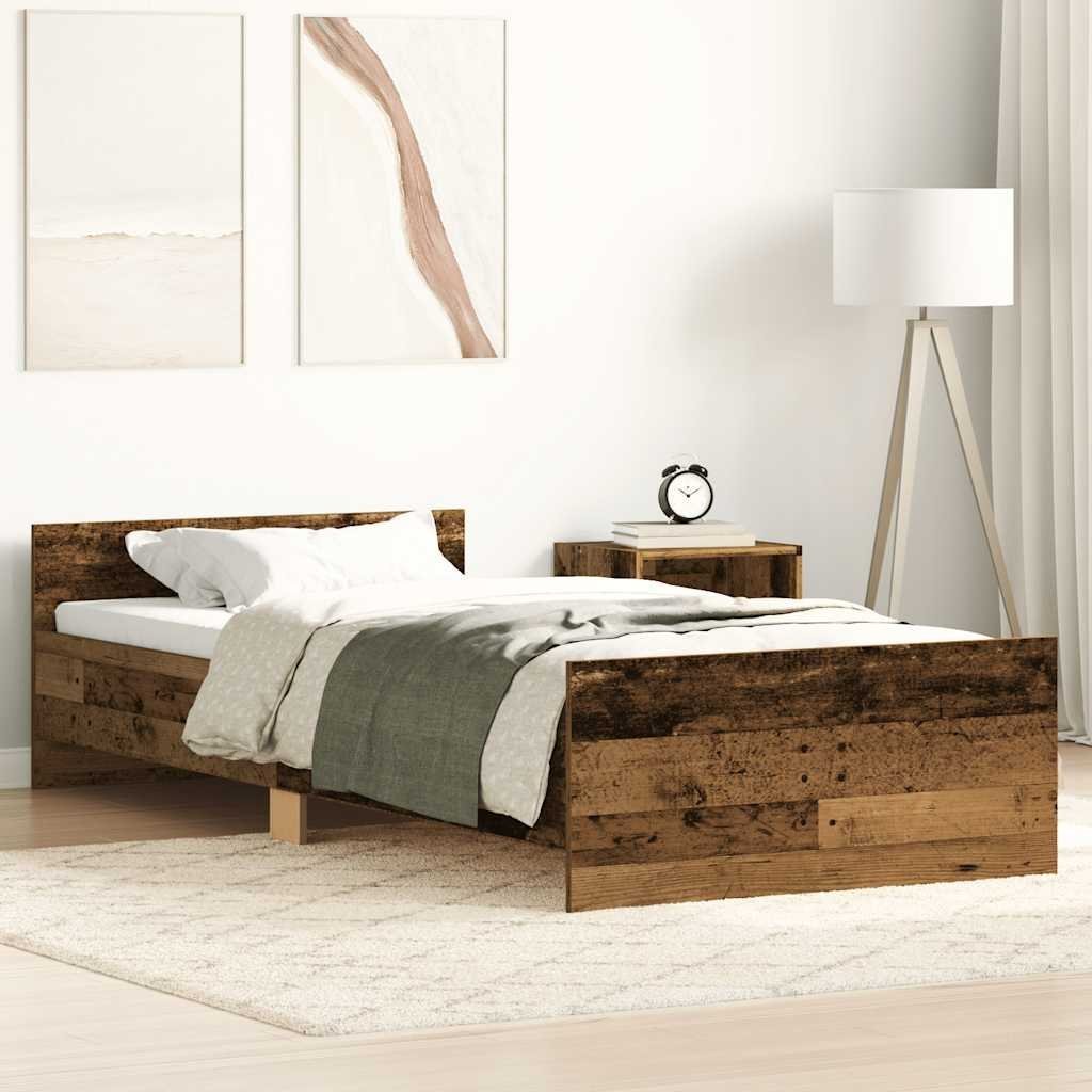vidaXL Rama łóżka bez materaca Stare drewno 90x190cm Drewno klejone