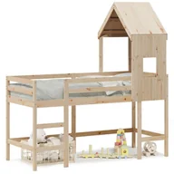 Łóżka dla dzieci i młodzieży - Łóżko na antresoli, z drabiną i dachem, 80x200 cm, sosna Lumarko! - miniaturka - grafika 1