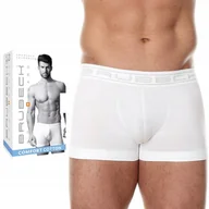Majtki męskie - BRUBECK BX1005M bokserki męskie bezszwowe DOPASOWANE SZORTY biały - L - miniaturka - grafika 1