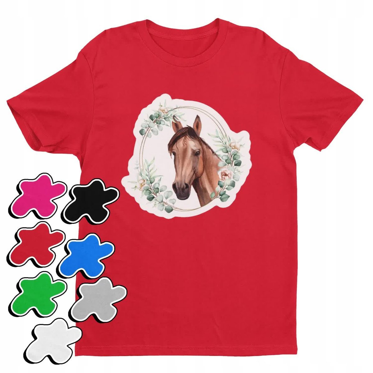 Koszulka T-Shirt Dziecięca Z Nadrukiem Koń Konie Dla Dziewczynki -M 134-140