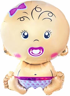 Balon foliowy Bobas dziewczynka - 74 cm - 1 szt. - Baby shower i roczek - miniaturka - grafika 1