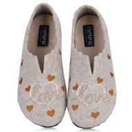 Kapcie damskie - Pantofle damskie hiszpańskie Neles T83-27334 BEIGE R.35 - miniaturka - grafika 1