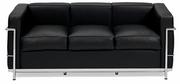 Sofy i kanapy - D2.Design Sofa trzyosobowa Kubik czarna skóra TP 24989 - miniaturka - grafika 1