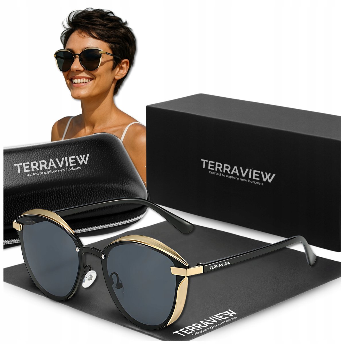 Okulary Przeciwsłoneczne Damskie Terraview Polaryzacyjne Kocie Oczy Uv400