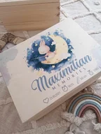 Pamiątka Chrztu Świętego - Drewniane dekoracje kuferek pojemnik na zabawki - miniaturka - grafika 1