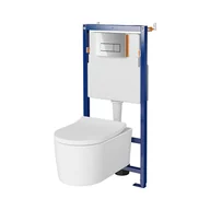 Stelaże i zestawy podtynkowe do WC - Cersanit Tech Line Opti Set B648 Zestaw Toaleta WC bez kołnierza + deska wolnoopadająca + stelaż podtynkowy WC + przycisk spłukujący WC S701-672 - miniaturka - grafika 1