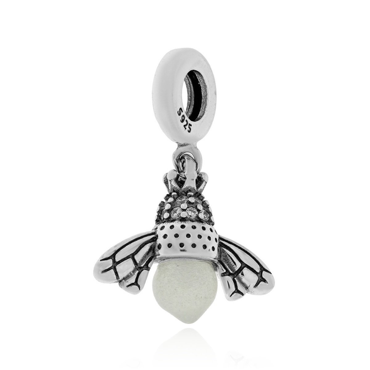 Srebrna zawieszka do bransoletki charms mucha fluorescencyjna pr.925