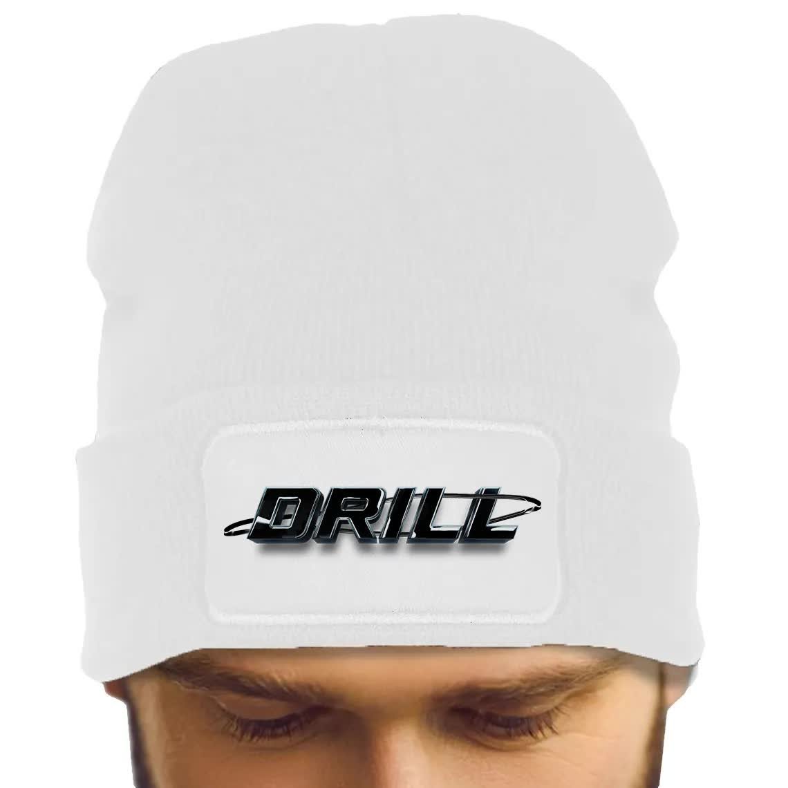 CZAPKA CIEPŁA BAWEŁNIANA ZIMOWA BIAŁA PREZENT DLA DRILLOWCA DRILL WZORY