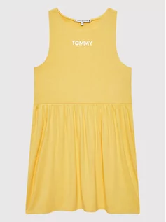 Sukienki - Tommy Hilfiger Sukienka letnia Metallic Foil KG0KG06441 Żółty Regular Fit - grafika 1