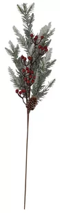EWAX, Gałązka sosna z czerwonymi kuleczkami i szyszką 77 cm - Ozdoby bożonarodzeniowe - miniaturka - grafika 1