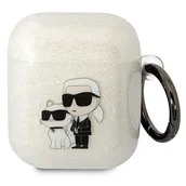 Akcesoria do słuchawek - Karl Lagerfeld KLA2HNKCTGT Airpods 1/2 cover transparent Gliter Karl&Choupette - miniaturka - grafika 1