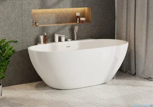 ScandiBath Mandal wanna wolnostojąca/przyścienna z korkiem i przelewem BIAŁYM 150x77cm  Q360S-1501OEMBP - Wanny z hydromasażem - miniaturka - grafika 6