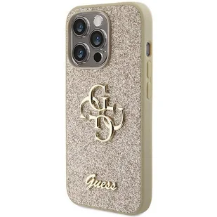 Etui Guess Glitter Script Big 4G na iPhone 15 Pro - złote - Etui i futerały do telefonów - miniaturka - grafika 1