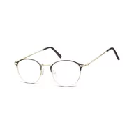 Okulary korekcyjne, oprawki, szkła - Lenonki okrągłe Okulary oprawki optyczne 933E złote + czarne - miniaturka - grafika 1