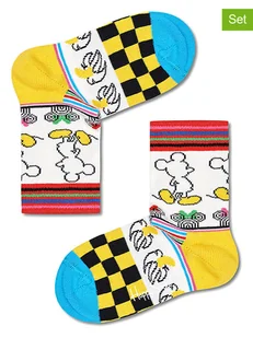 Happy Socks Skarpety (2 pary) w kolorze biało-żółtym ze wzorem - Skarpetki damskie - miniaturka - grafika 1