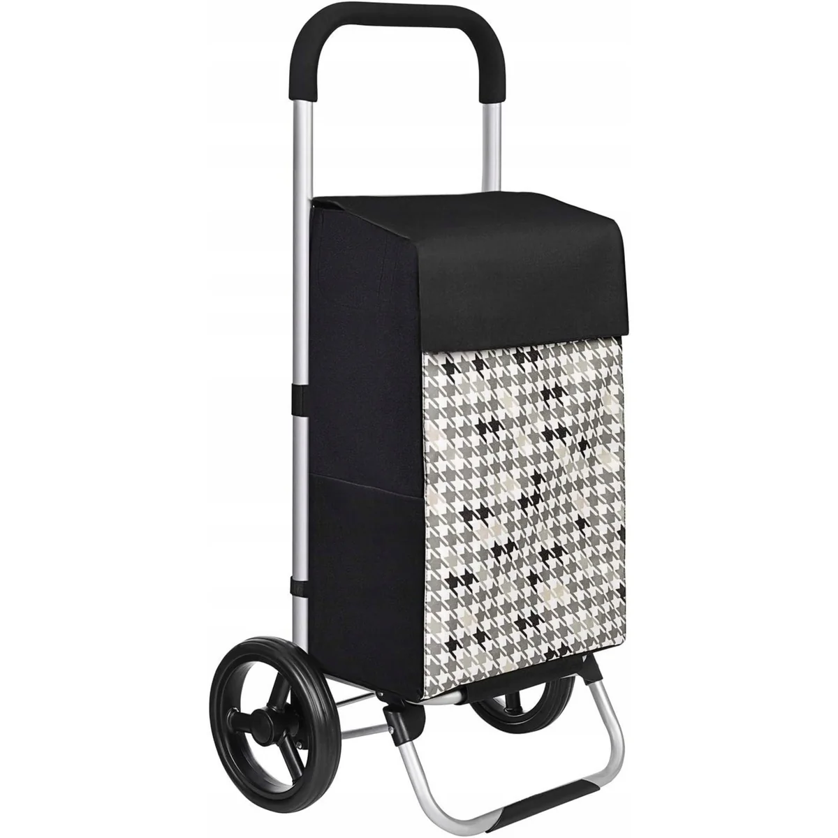 Wózek na Zakupy 40L Składany Ciche Koła Kieszenie Kropki Stabilny 47x33x97