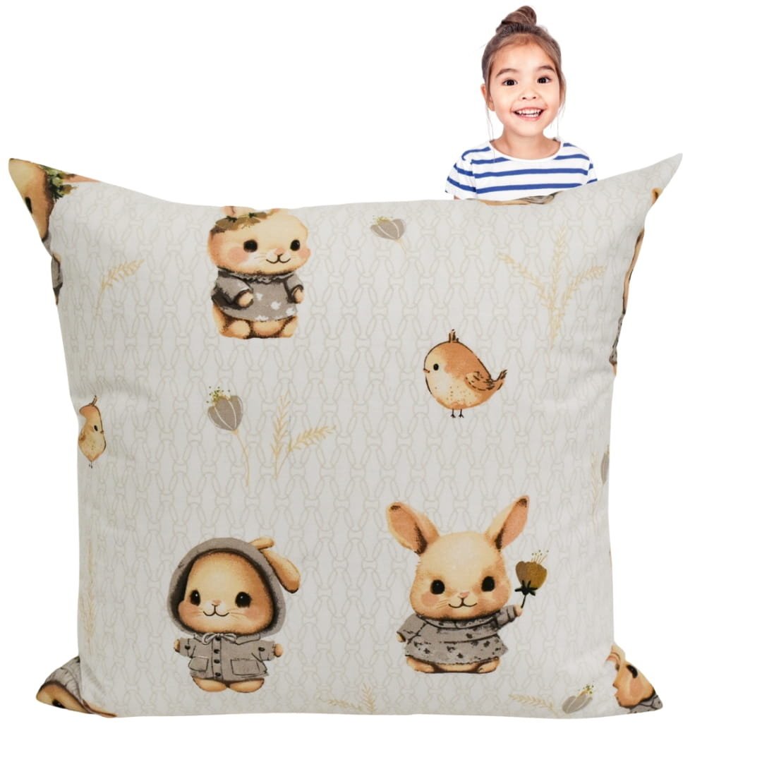 Poszewka Dziecięca 40x40 Bawełniana JAŚ Króliczki Beż
