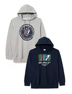 Bluzy męskie - JACK&JONES PLUS Męska bluza z kapturem JORNATE Sweat Hood 2PK MP PLS, granatowy blezer/opakowanie: granatowy marynarka + LGM, 5XL, Navy Blazer/Pack:Navy Blazer+lgm, 5XL - miniaturka - grafika 1