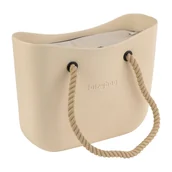 Torebki damskie - Torebka Torba Gumowa | Jelly Bag |Sznurkowe rączki | Ecru - miniaturka - grafika 1