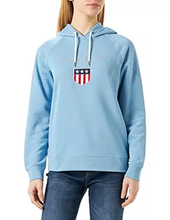 Swetry damskie - GANT Damska bluza z kapturem Shield Sweat Hoodie sweter z kapturem, Gentle Blue, standardowa, Gentle Blue, XS - grafika 1